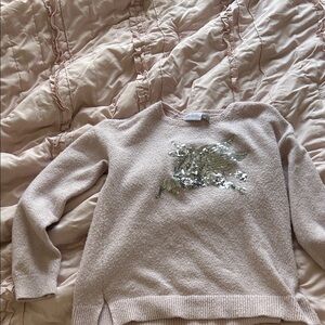 The Children's Place Light Pink Sweater with Silver Sequin Design